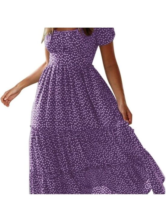 N/A Dresses & Skirts - Country Peasant Woman's Dress, Purple And White, Layered Bottom,Midi , Medium.